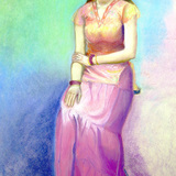パステル画＿インド婦人