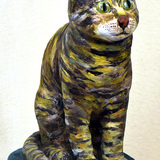 トラ猫：焼き物陶彫＿制作時高校３年女の子
