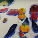 野呂 勇人　作「机の上の果実」パステル